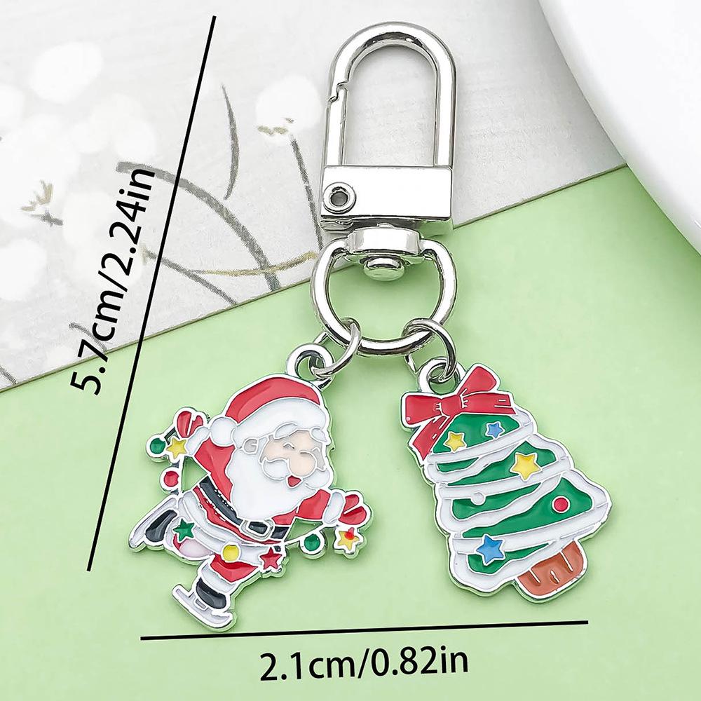 Exquisite Christmas Keychain: Santa, Reindeer, Gift Box, and Bell Ornaments Pendant