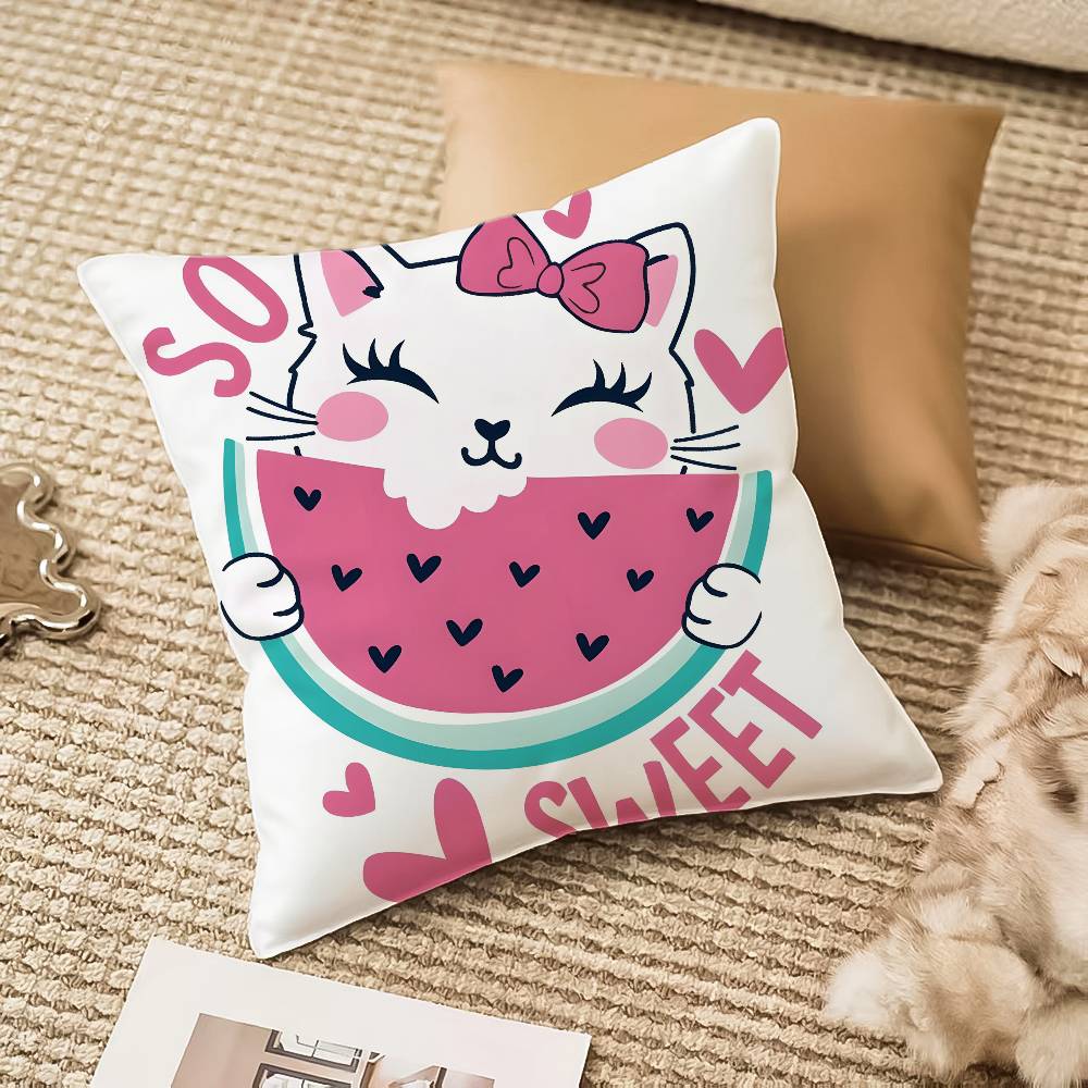 Anime Cute Cat Kitty Pillow Case Anti-dustmite Invisible Zipper Sofa Bed
