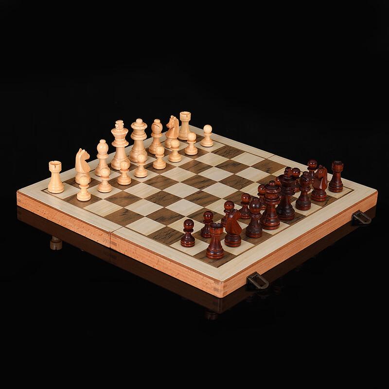 Brangdy 2-in-1 Chess and Checkers Wood Board Game