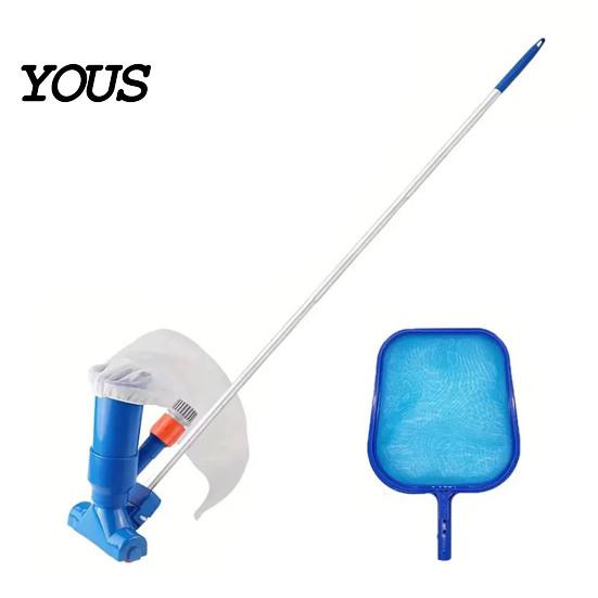 Manual Pool Suction Head Vacuum Cleaner with Detachable Pole And Leaf Bag, Above Ground Skimmer Net, for Swimming Pools, Ponds, Fountains,