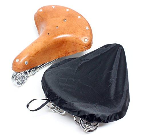 Retro Showa Era Practical Bicycle Saddle, Vintage Reproduction, Dust Cover Included (Natural)