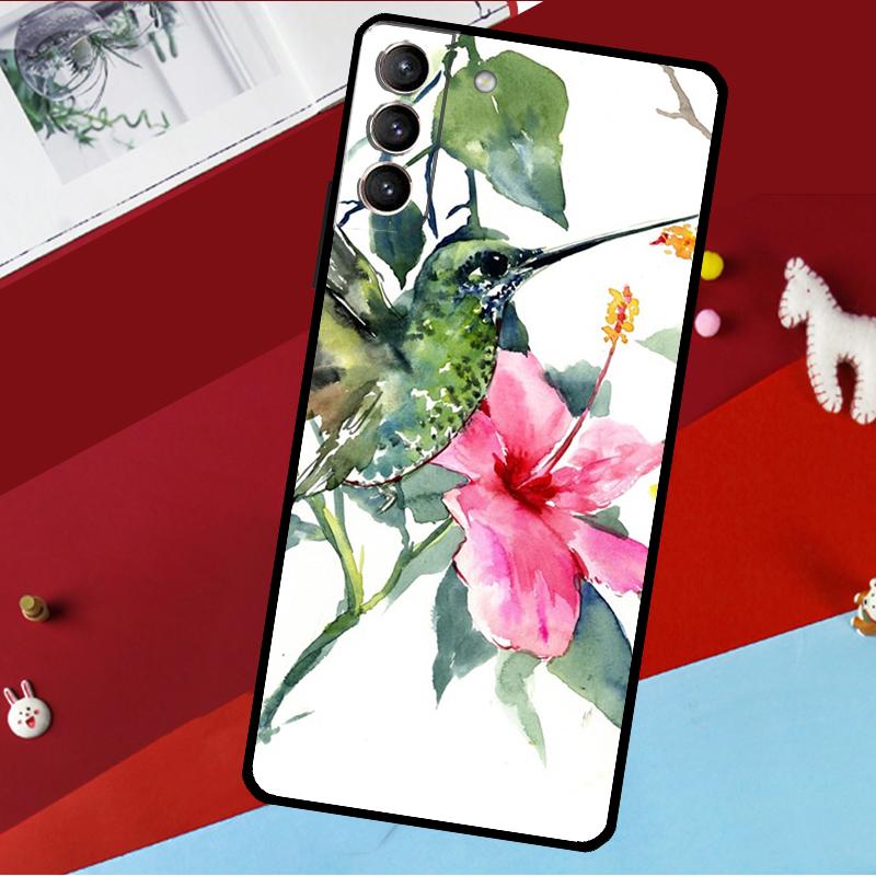 Hummingbird and Flowers Funda For Samsung Galaxy S26 S25 S24 S21 S22 S20 Ultra S9 S10 Plus S23 FE S25 FE Phone Case
