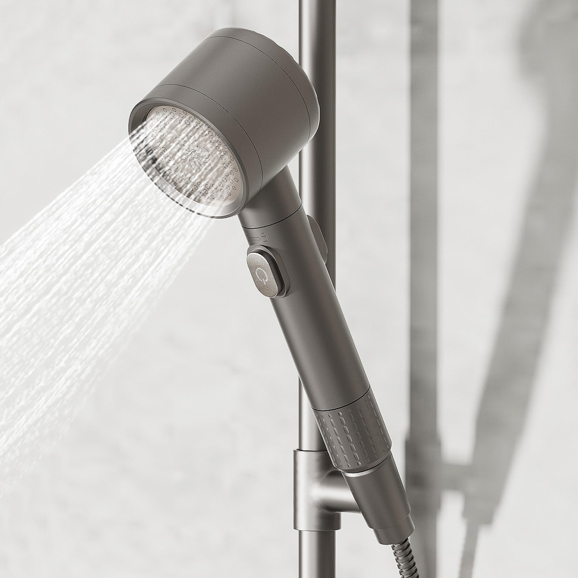 

VECELO Душевая лейка Водосберегающая лейка 3 регулируемых объема воды и отверстие для слива грязи с кожи головы Красивая Нежная для Легко Легко принимать ванну Ширина 8 x Глубина 7 x серый