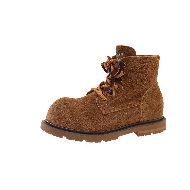

[Youshilai] Trendy big round head contrasting color pair of shoelaces 2025 British style short tube thick-soled Martin boots women 40