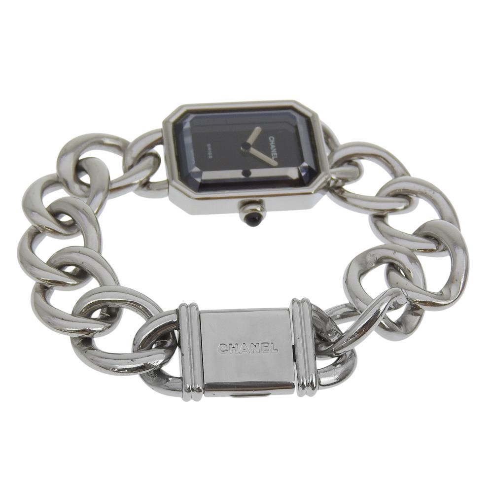 Chanel Premiere M Watches H0452 blackDial Stainless Steel Quartz Analog Display Women Used