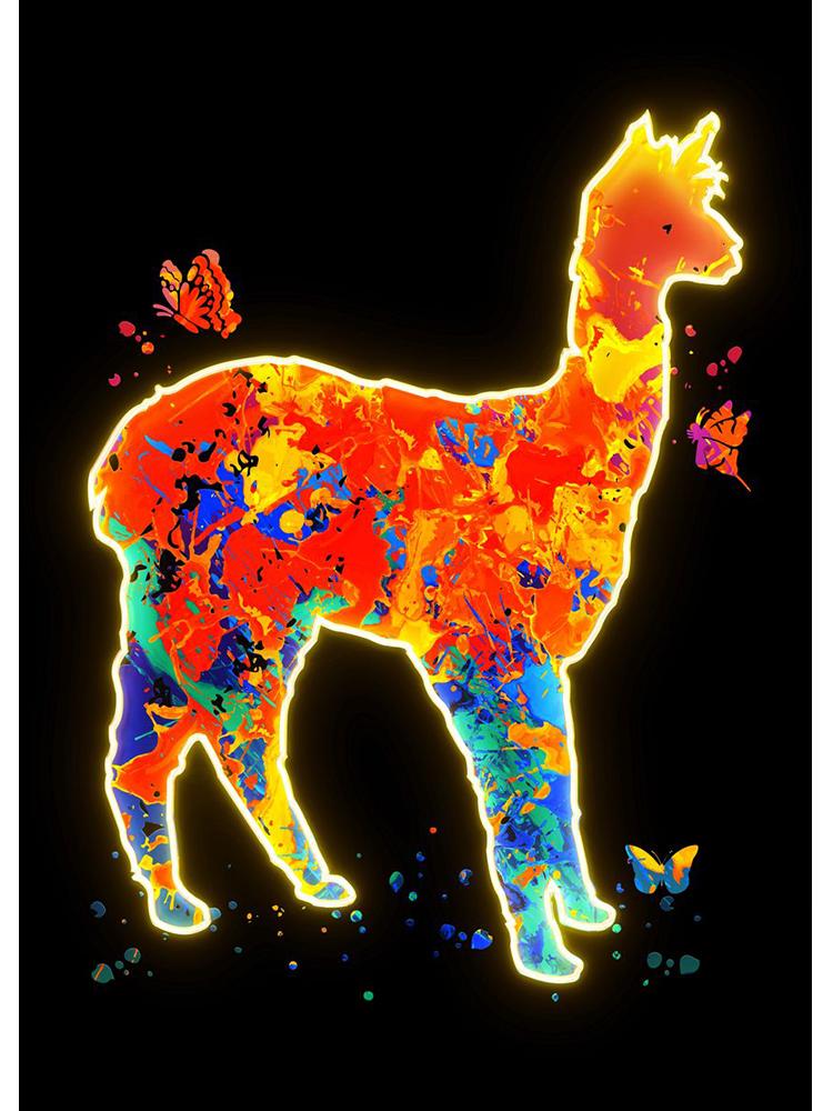 Neon-Design, niedliche Tiere, Poster, Leinwandgemälde, Flamingo, Hirsch, Giraffe, Katzen, Wand-Kunstdruck an der Wand, modernes Kinderzimmer-Dekor