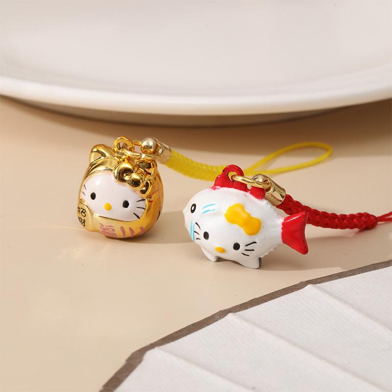 Cute Cartoon Japanese Lucky Cat Keychain With Bell Trinkets Phone Charms Car Bag Pendant Key Chain Pray Keyring Couple Gifts