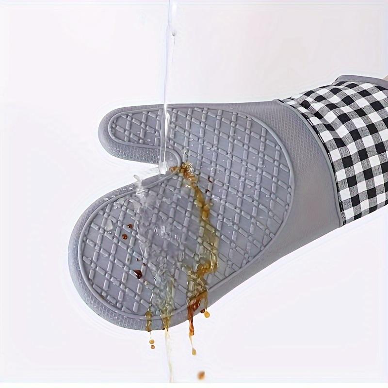 2pcs Silicone Kitchen Gloves with Non-Slip Design, Hand Wash Only Heat Resistant Kitchen Gloves for BBQ, Grilling, Cooking, Baking