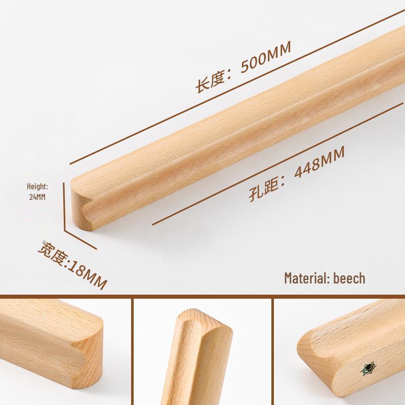 I-Shaped Solid Wood Cabinet Handle - Minimalist Japanese Design for Drawers and Wardrobes