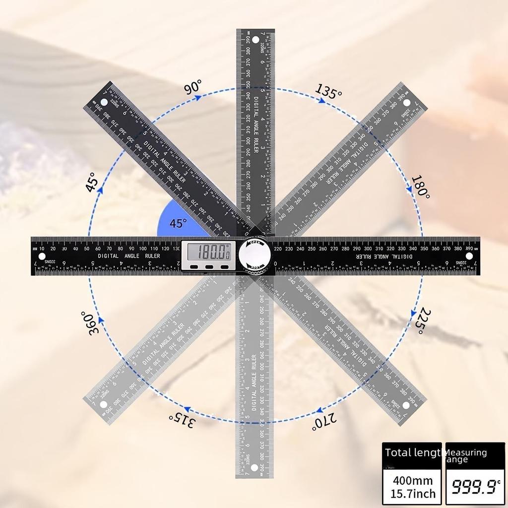 360° Multi-Function Digital Protractor & Angle Ruler for Woodworking