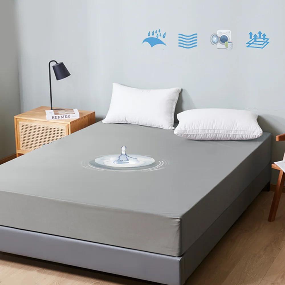 1pc Waterproof Fitted Sheet,Soft Polyester Bedding Mattress Cover with Deep Pocket,Solid Color Design for Bedroom,bed Sheet Only, Dormitory Bedding