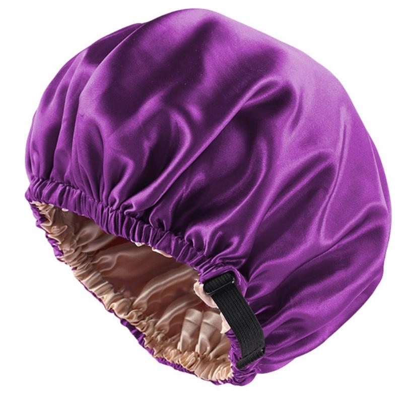 Satin Bonnet Beanie Hat Double Layers Satin Dome Cap for Head Wrap Cover with Neat Stitches Invisible Elastic Band