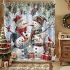 Wathon Christmas Snowman Shower Curtain Winter Snowflake Red Bathroom Set, Funny Christmas Shower Curtains For Kids,Cute Snowman