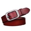 Womens Genuine Leather Belt With Metal Pin Buckle Motorcycle Riding Casual Wear Adjustable Waistband Fashion Accessory