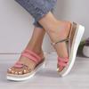 Women's Colorblock Trendy Sandals, Slip On Casual Summer Beach Slides, Non-slip Wedge Slides