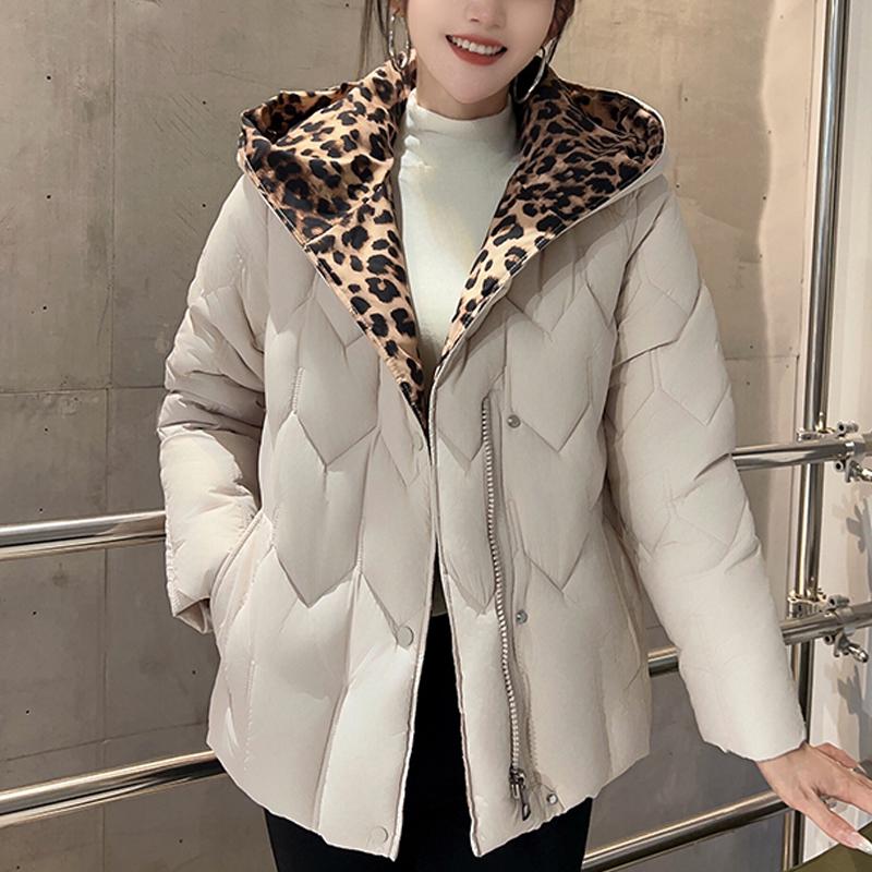 Plus Size L-5XL Fashion Winter Jackets Woman Short Parkas Hooded Loose Thick Warm Outerwears Casual Women's Coats With Belt