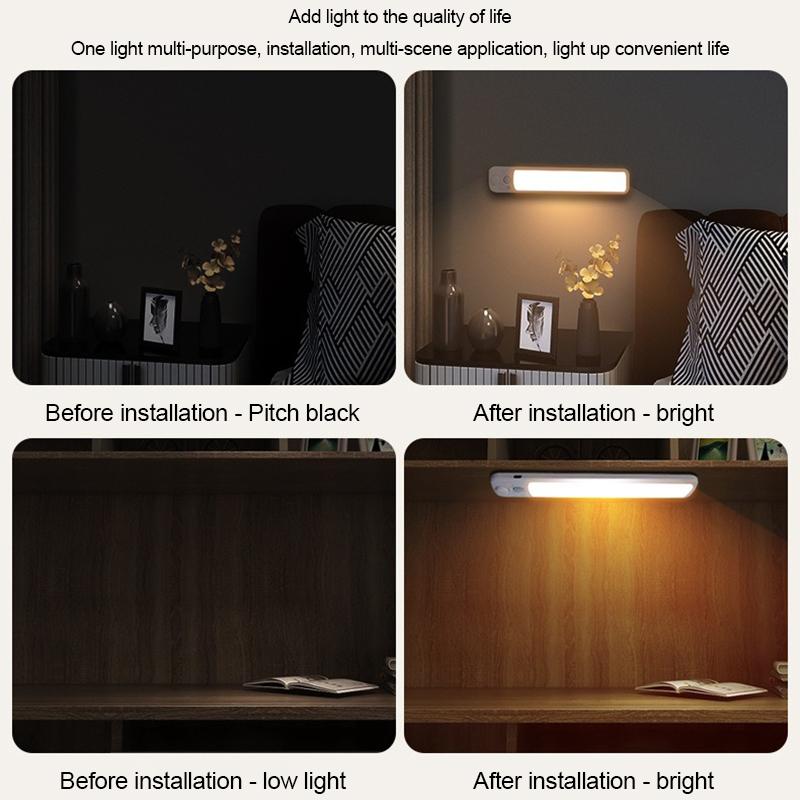 Lumină de noapte cu senzor de mișcare Lampă fără fir reîncărcabilă prin USB sub dulap Lumini LED pentru dulapul de bucătărie Iluminat dulap dormitor