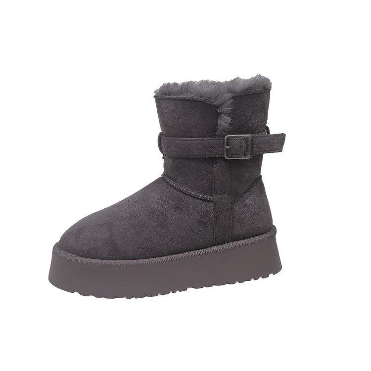 [Cowhide Edition] Snow boots, but knee-thick boots with velvet warm short boots for women's 2025 winter new models