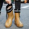 New Men's Water Boots Medium Tube Water Shoes Warm Wear-resistant Rain Boots Fashion Overshoes Work Wear Waterproof Rain Shoes Fashion