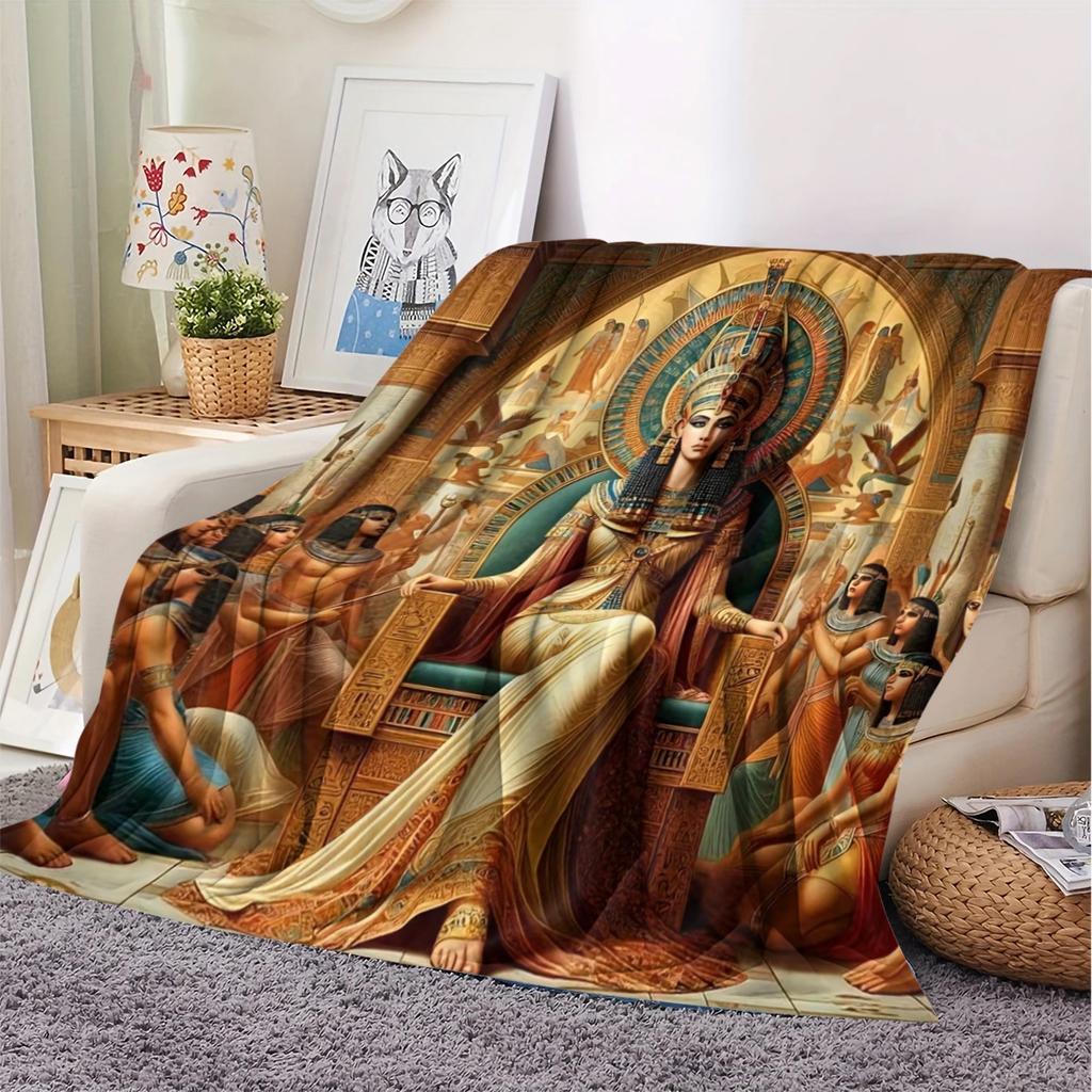 1 Egyptian Queen Nefertiti Blanket Air Conditioning Blanket Flannel Dormitory Office Nap Blanket Printed Blanket Gift for Friends Hot Selling Printed