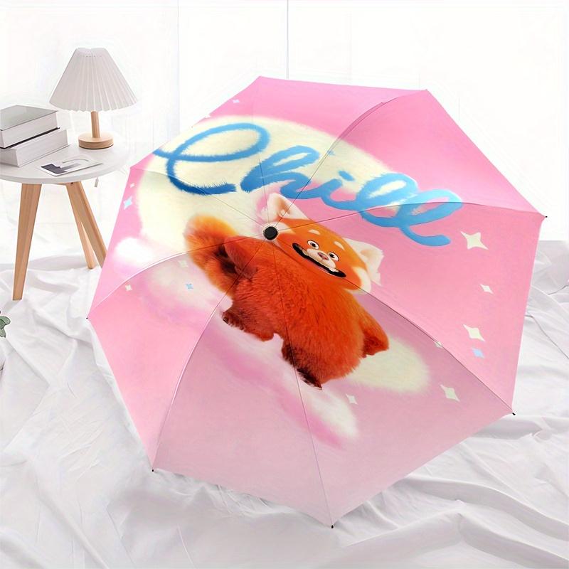 

Turning Red Fashion Umbrella, Automatic Opening and Closing Cartoon Design, Iron Ribs and Handle, 8 Ribs, Suitable for All Occasions and Tra