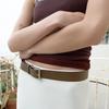 SQUARE LEATHER BELT (KHAKI BROWN)