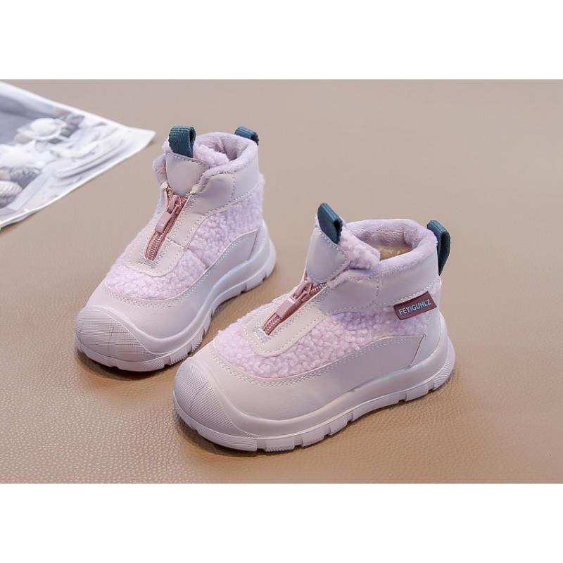 Girls Warm Fleece Lined Snow Boots Kids Winter Soft Sole Cotton Shoes