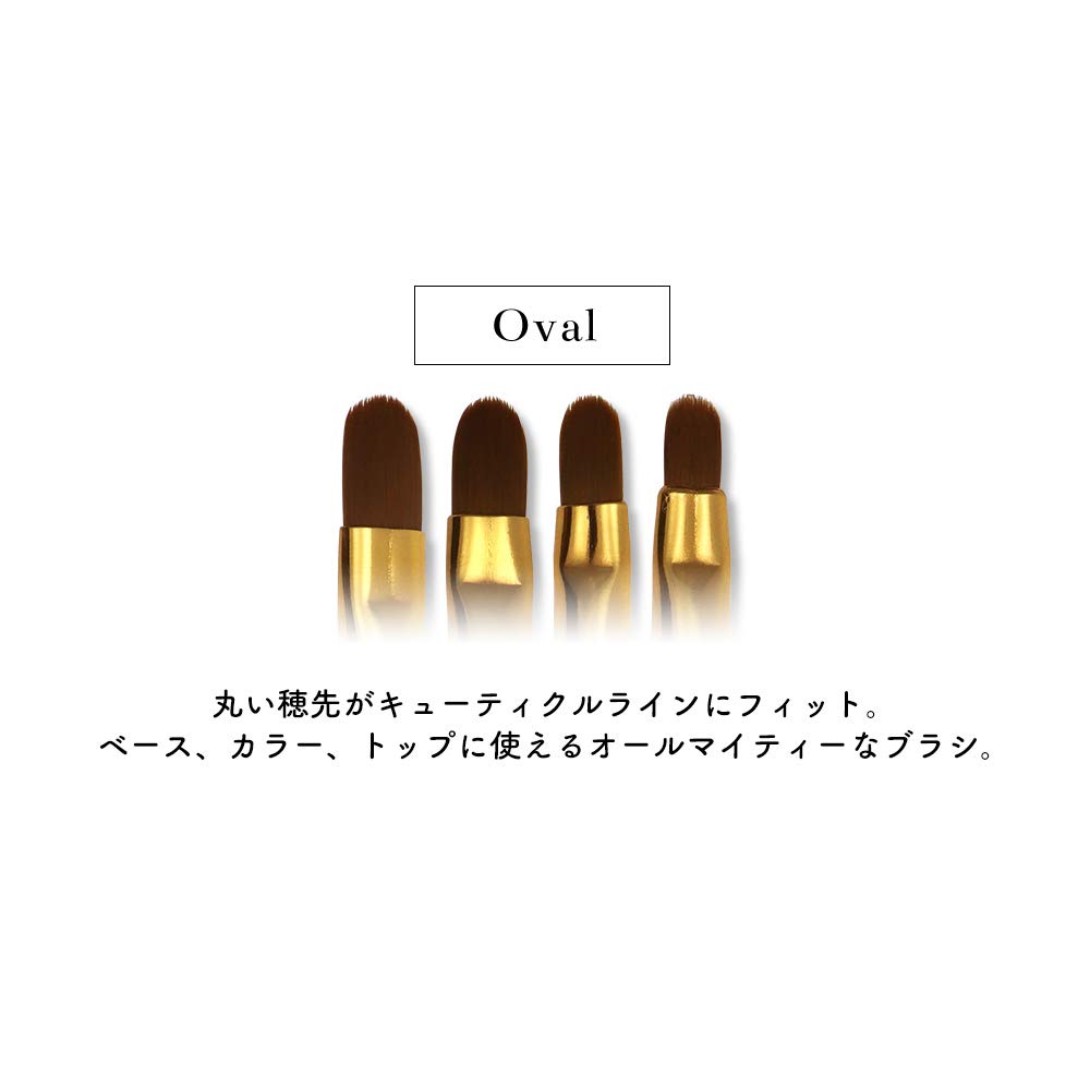 iro gel Nail Tools NAILTOWN Gel Brush Set with Caps Oval Flat Gel Brushes for Resin and Care Nylon Brushes (Iro Gel) 4-Piece - Self-Nail - Flat