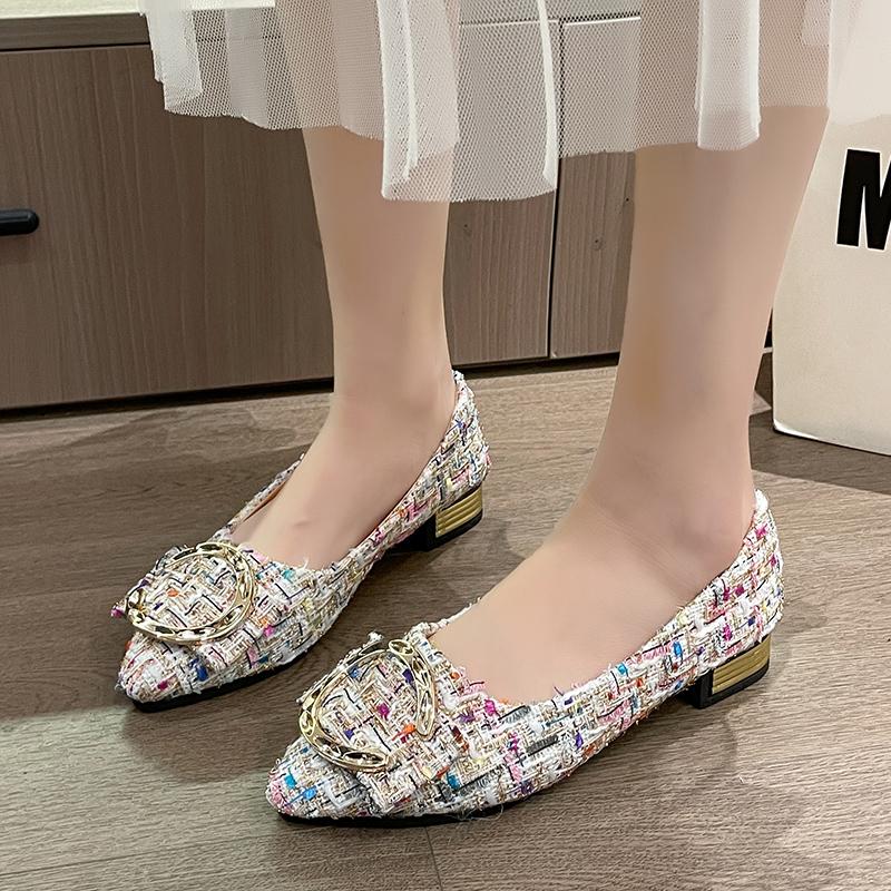 Fashion Spring Autumn Casual Flats Shoes Fashion Pointed Toe Comfortable Non-slip Wear-resistant Simple Metal Decorative Women's Shoes
