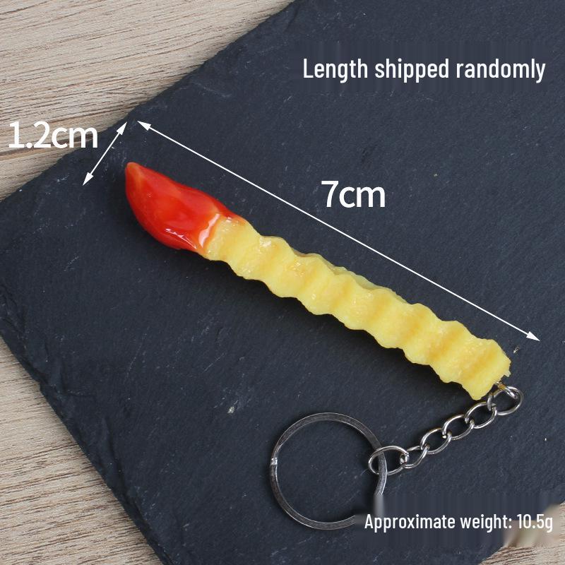 Creative Food Model Keychain: Ketchup, Chicken Nuggets, French Fries Pendant for Student Backpacks