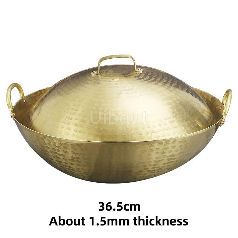 handmade pure copper frying pan copper wok round bottom pan copper brass healthy uncoated wok cookware cast iron cookware