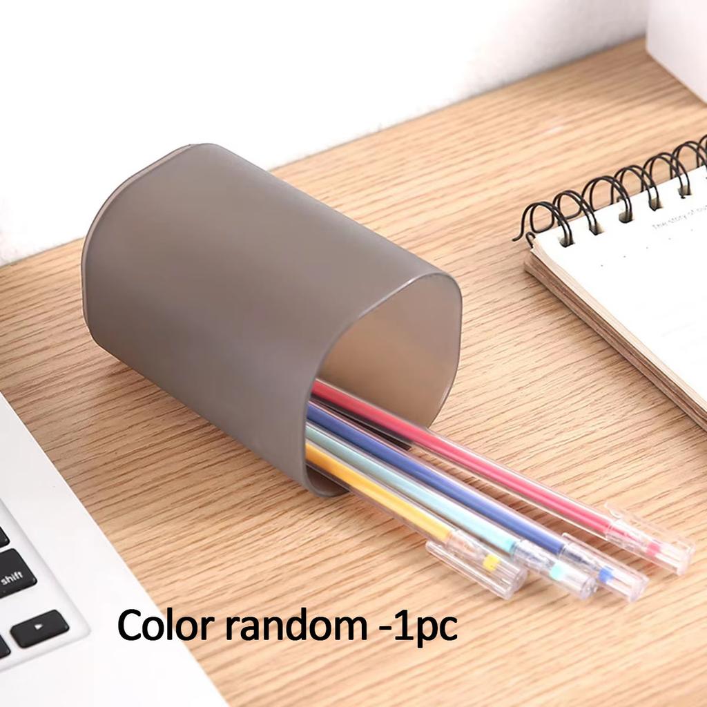 1pc - Simple Transparent Pen Holder Creative Plastic Matte Pen Holder Stationery Office Desktop Storage Pen Holder