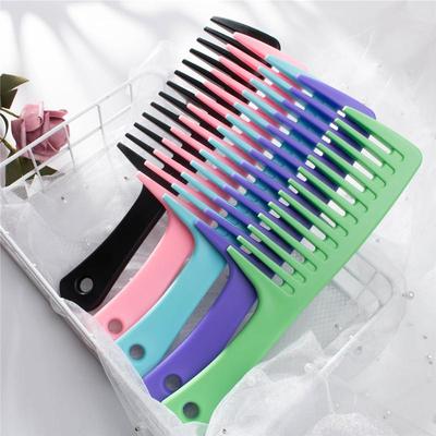 529 Large Colorful Wide-Tooth Comb for Thick Curly Hair - Coarse Tooth Plastic Wig Comb for Ladies