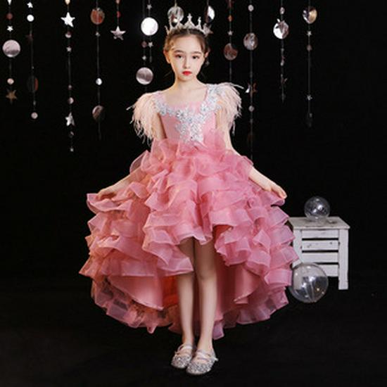 Girls' Fashionable Princess Gown - Puffy Trailing Evening Dress for Catwalk, Party, or Piano Performance
