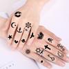 15 Blatt kleine temporäre Tattoos für Kinder, Frauen, Männer, Finger, gefälschte Tattoo-Aufkleber, Buchstabe Unendlichkeit, Stern, Mond, schwarze Tatoos-Paste