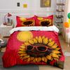 Sunflower with Sunglasses Design Bedding Duvet Cover Set Duvet Cover Pillowcases  (1*Duvet Cover 2*Pillowcases, Without Duvet Insert)