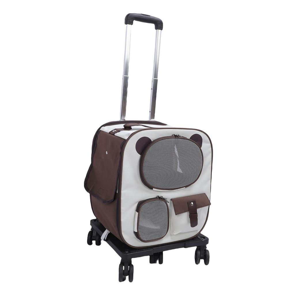 Pet Carrier Backpack with Wheels 2 in 1 Breathable Window Large Capacity Portable Rolling Cat Dog Carrier Bag for