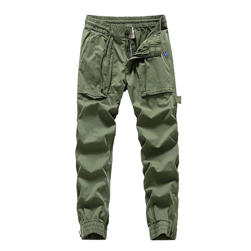 New men's overalls tied feet outdoor sports trendy men's trousers high street casual loose straight trousers