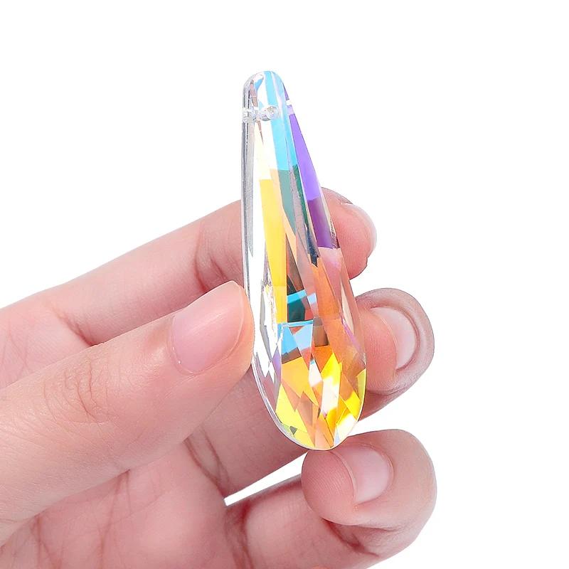 Crystal Glass Prism Pendants AB Color Hanging Suncatcher Accessories Rainbow Maker Ornament Crystal Chandelier Parts 10 Shapes