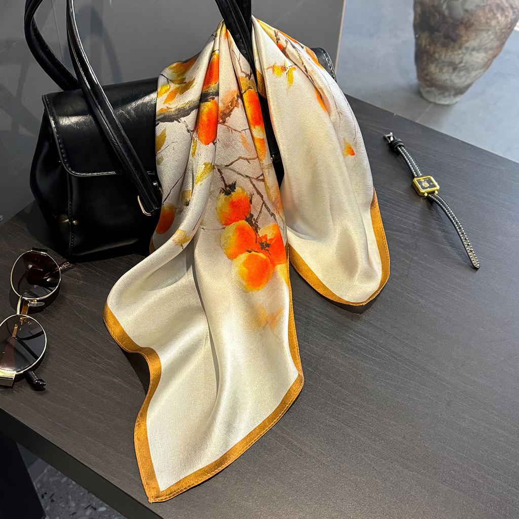 Brand 100% Pure Silk Scarf Women Foulard Square Headband Scarves Bandana Fashion New Hijab Print Poncho Scarves Pashmina luxury