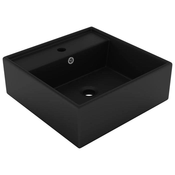 VidaXL Lavabo Carré de Luxe à Trop-plein Vasque à Poser de Toilette Lave-mains de Salle de Bain Salle Cosmétique Maison Noir 146953