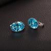 Women Elegant Blue Earring Exquisite All-match Zircon Ear Studs
