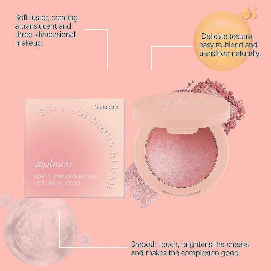 Nude Pink Blush with Luminous Pearl Finish  Natural, Buildable, Easy-to-Apply Soft Glow Makeup for Radiant Cheeks, 5g