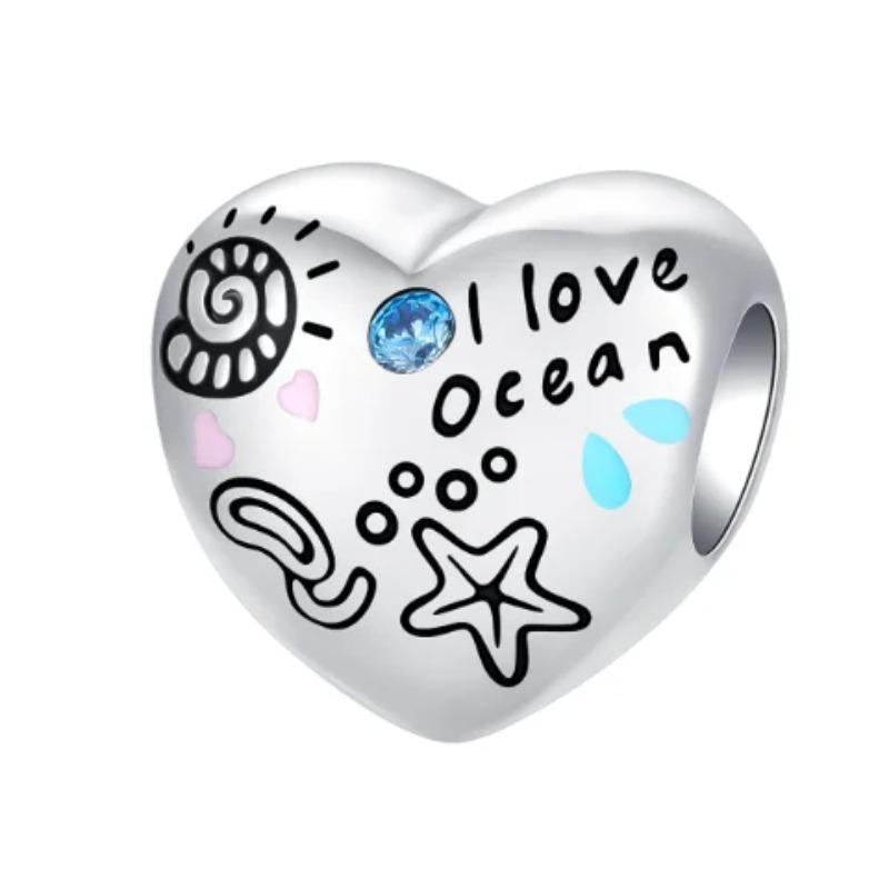 New Heart-Shaped Charms Copper Flower Forever Love Beads Fit Original Bracelets Necklace For Women Diy Jewelry Gift