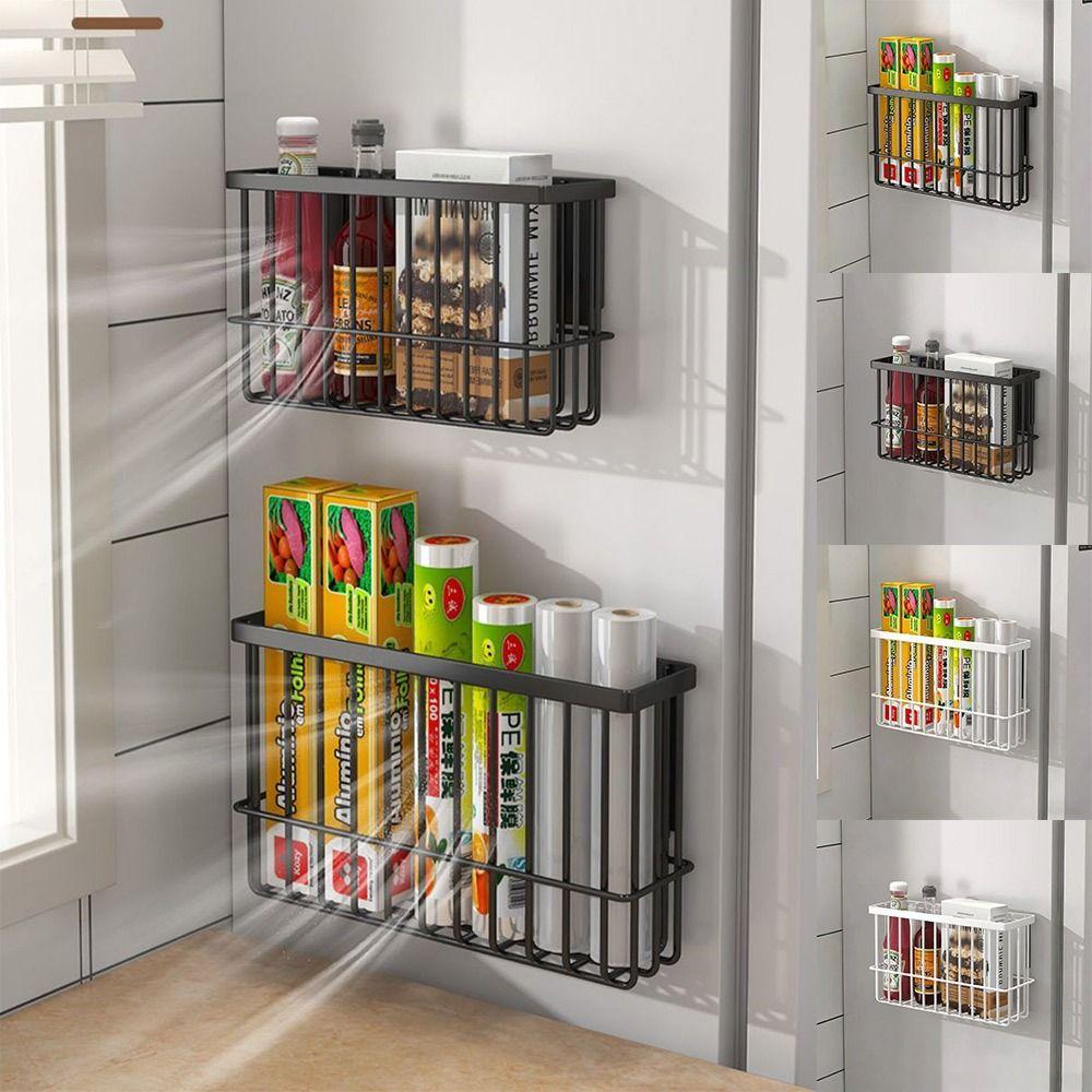 Wall Hanging Magnetic Storage Basket Refrigerator Side Storage Rack  Household Organization