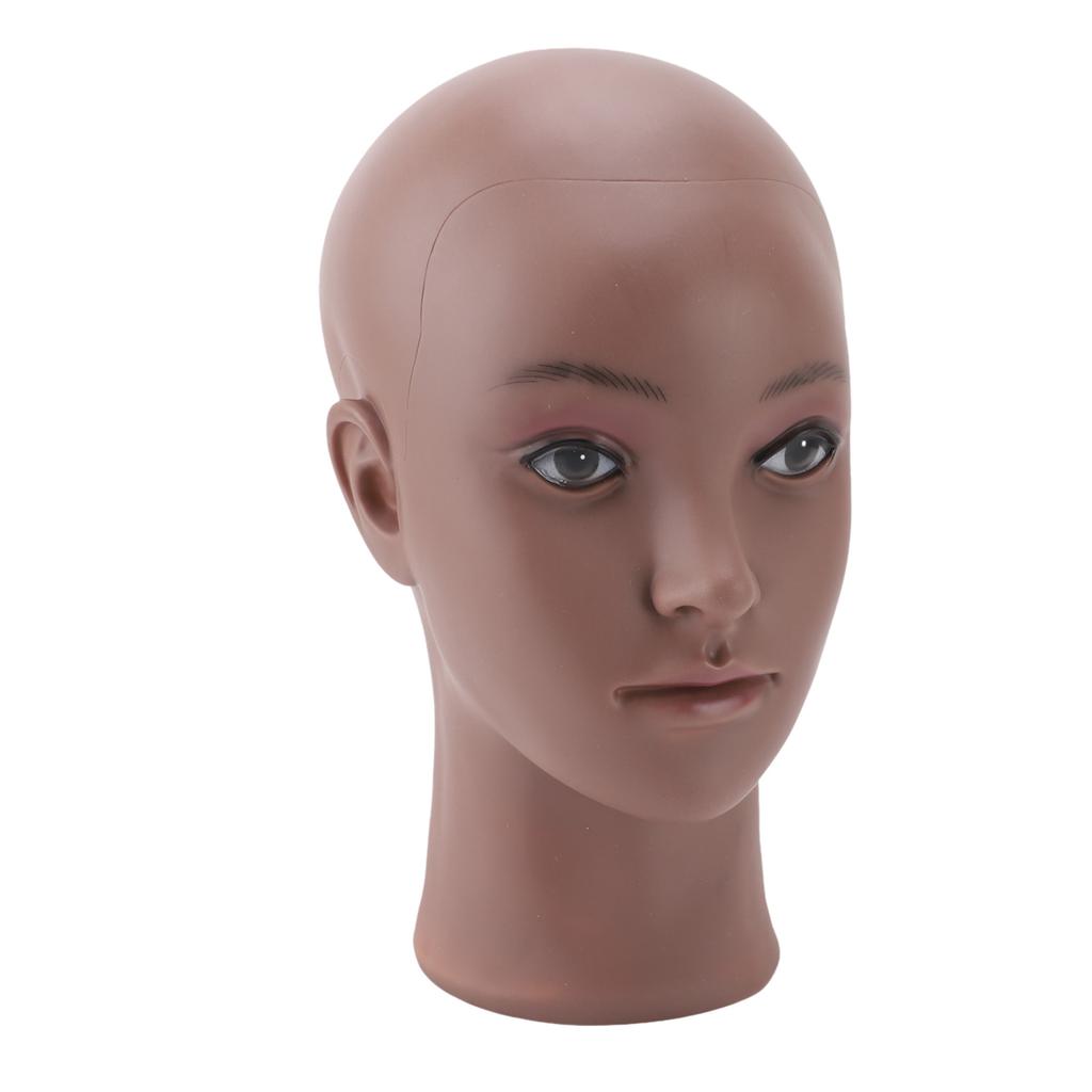 Female Bald Manikin Head Makeup Practice Washable PVC Mannequin Head Stand for Wig Making Hat Display
