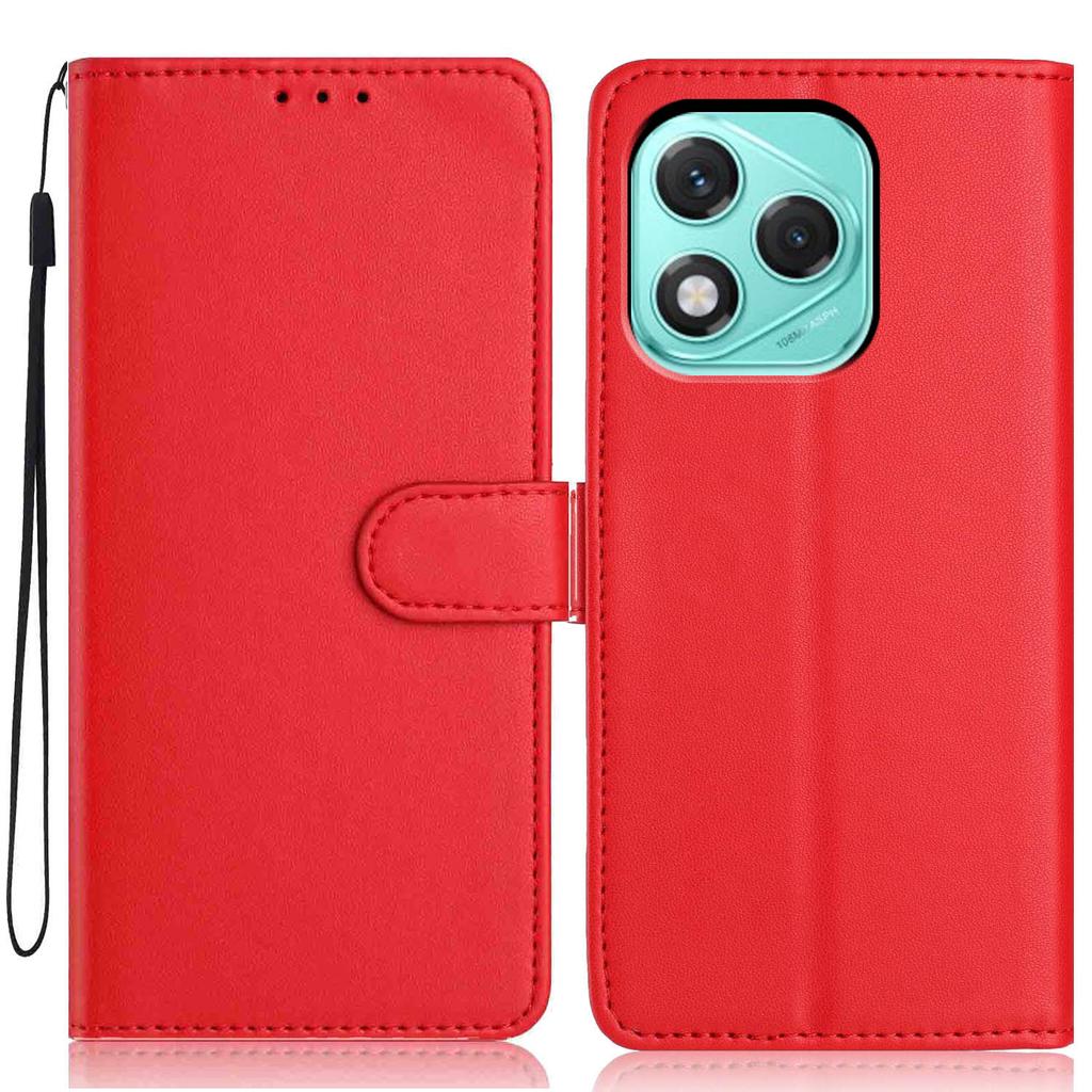 For Honor 400 Lite 5G Wallet Case with Strap/Multiple Card Slots Solid Color Leather Stand Phone Cover