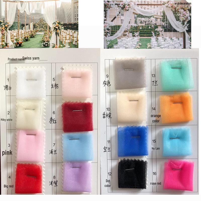 

High-Density Swiss Gauze Wedding Decoration: Chair Backs, Curtains, Ceiling & Table Decor