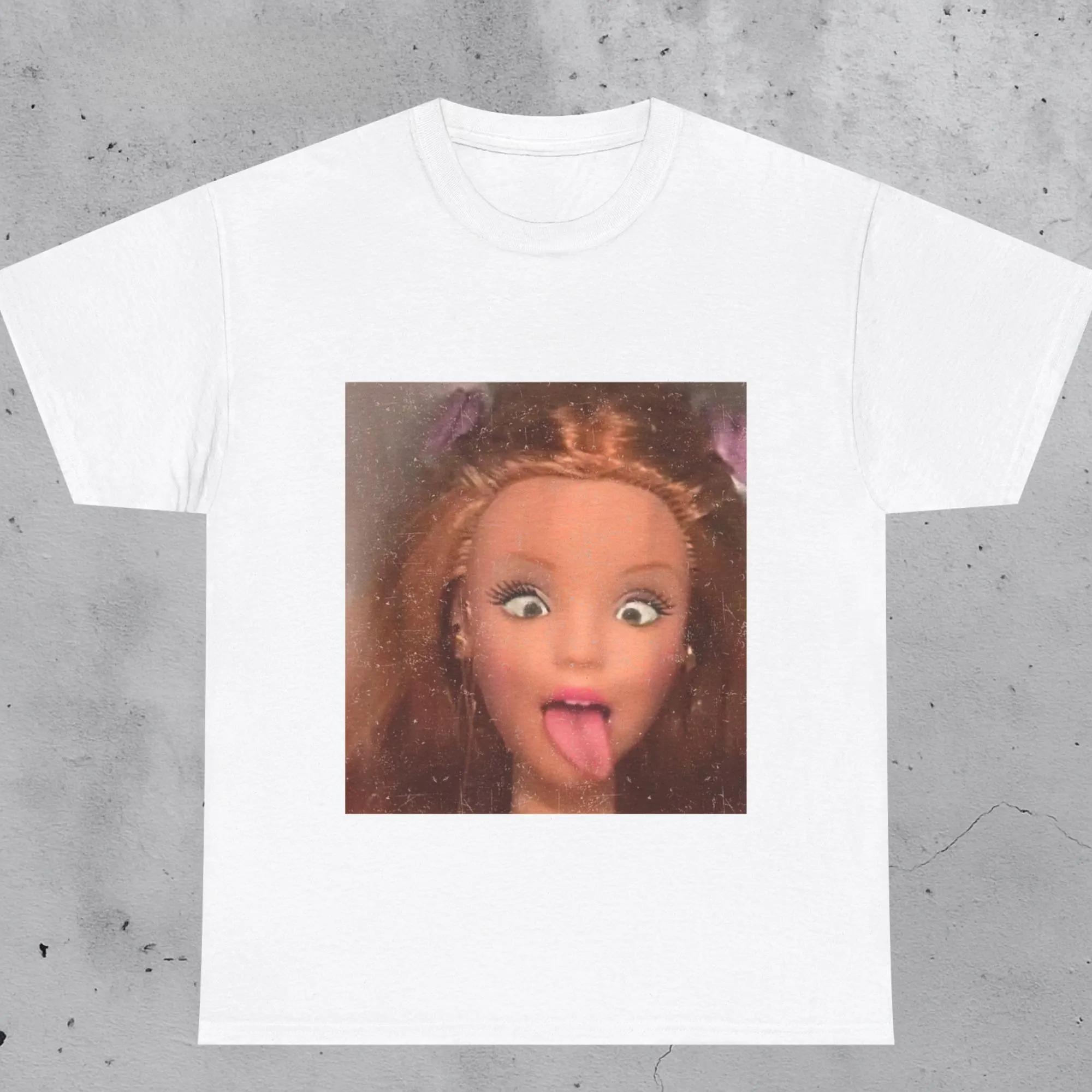 

Funny Doll Meme T-Shirt Men Women Summer Tongue Out Vintage Scratch Graphic Tee Streetwear Short Sleeve Casual Oversized Top S разноцветный