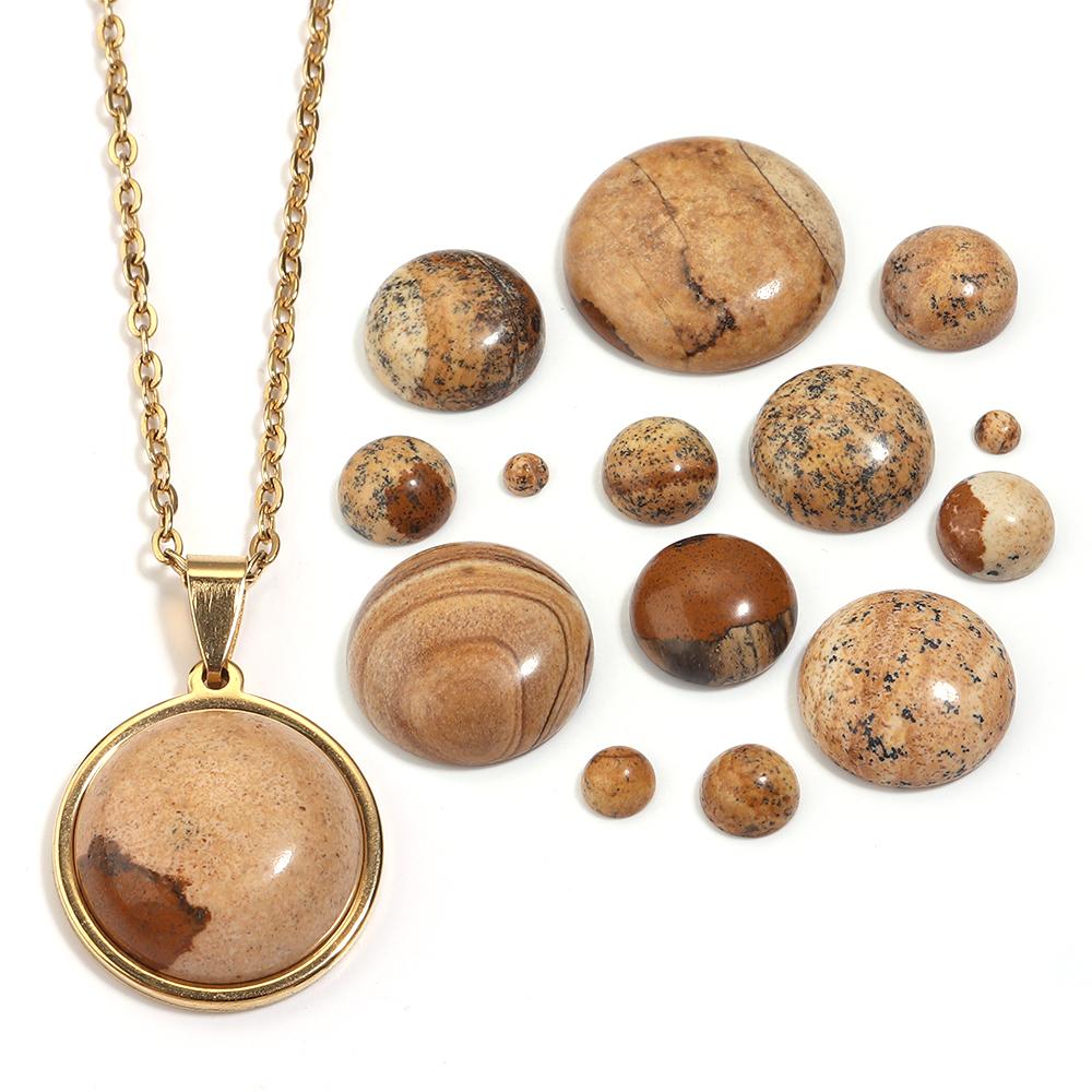 5/10 Stück Naturstein Cabochon 4-25mm Bildstein Runde Flache Rückseite Cabochon Perlen Für Schmuckherstellung DIY Ring Anhänger Zubehör